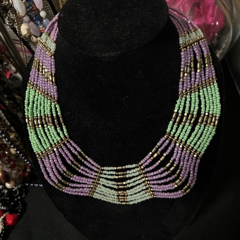 Beautiful Beaded Necklace 10 layers wide